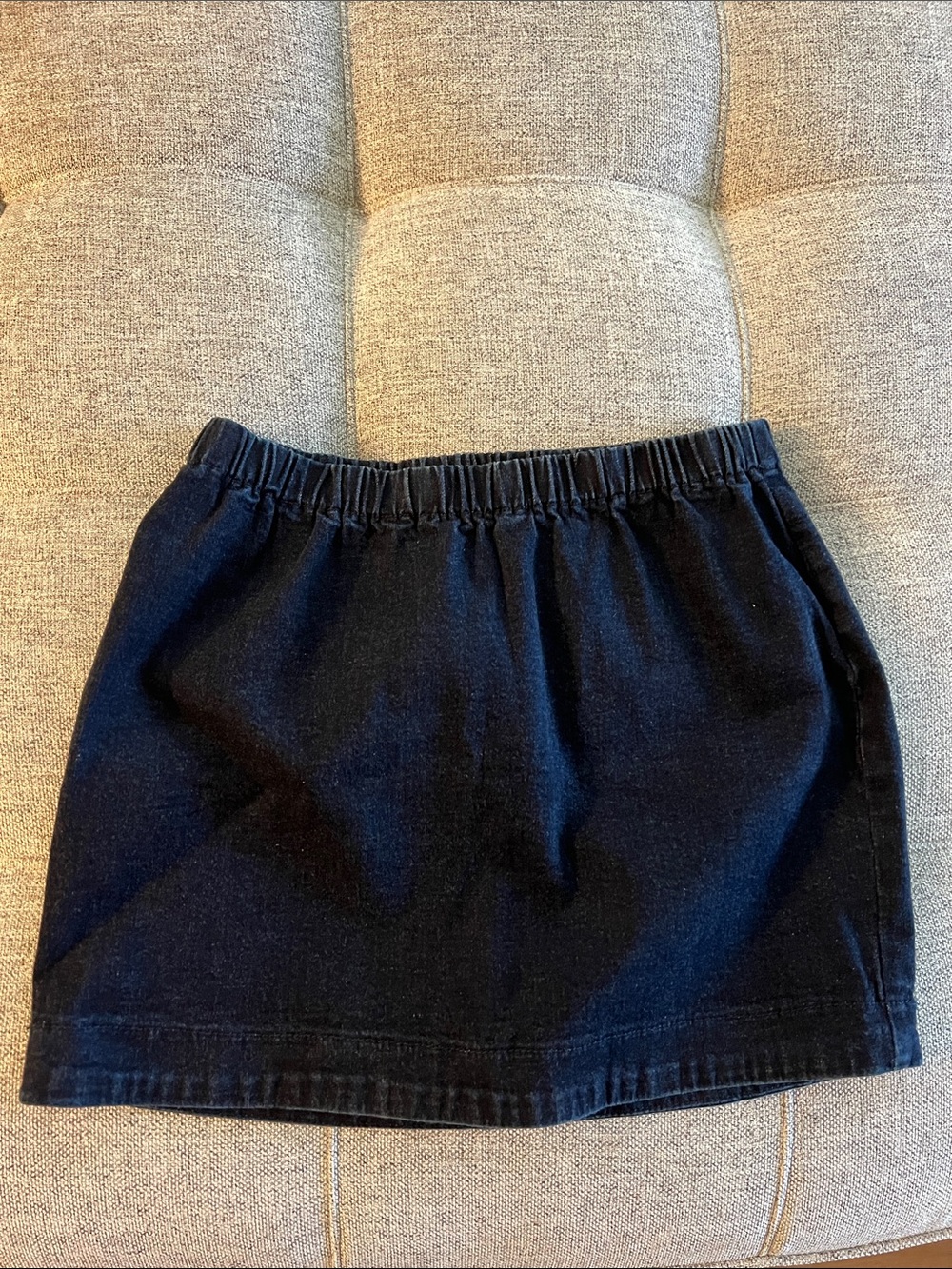 Women's dark blue denim Elastic Waist Casual Mini Skirt